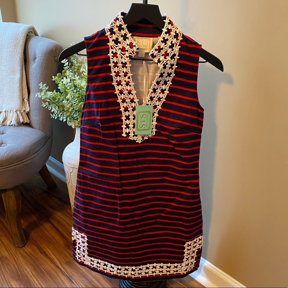 STS Sail To Sable 4th of July American Stripe Shift Dress Size XS NWT